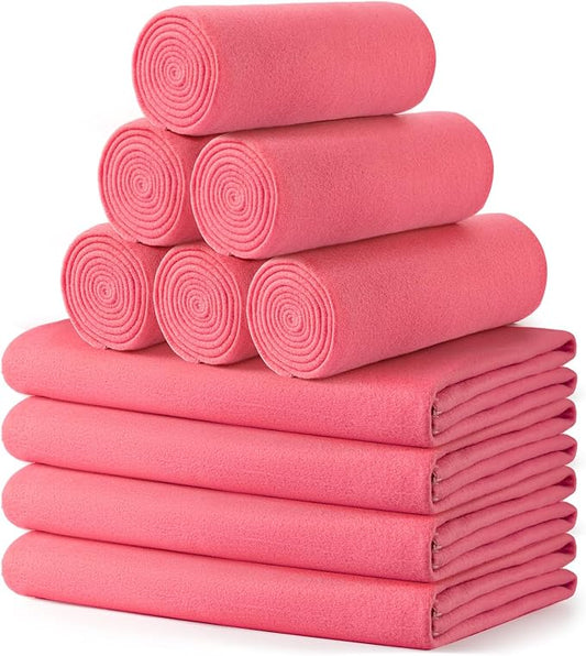 Buryeah 10 Pcs Fleece Blanket Bulk Soft Warm Fleece Blankets Cozy Lightweight Throw Blankets Plush Pet Throw Blanket for Home Bed Sofa Office Wedding Gifts Travel(50" X 60",Coral)