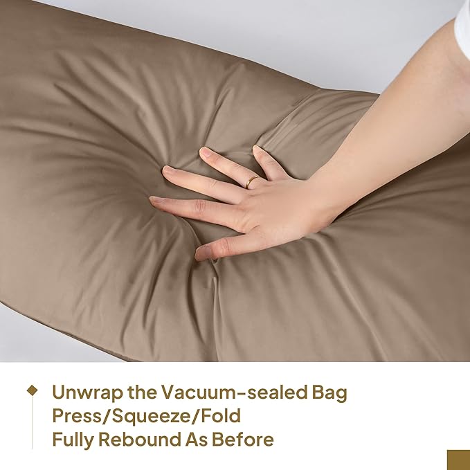 Goose Down Body Pillows for Adults, Large Body Pillow for Side Sleeper, Hugging Feather Body Pillow Insert, Cooling Full Length Long Pillow for Bed with 100% Organic Cotton Shell, (Chocolate 20"x72")