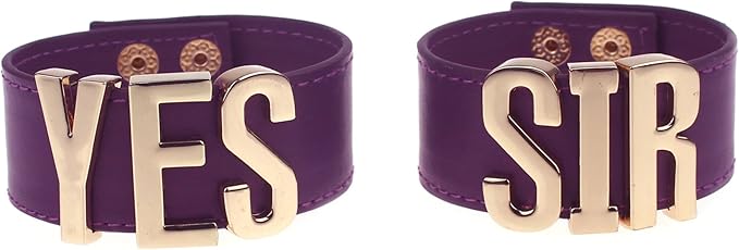 Coolcoco Adjustable Luxury Gold Letter Purple Leather Yes Sir Bracelet for Women Girls Prime Cosplay Accessory (2 Pieces/Set)