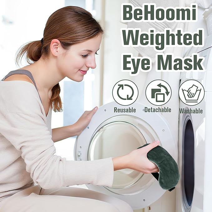 BeHoomi Heated Eye Mask Warm Compress for Eyes, Soothing Weighted Eye Mask for Sleeping, Microwave Moist Heating Pad Hot Compress for Eyes Relaxation, Reusable Sleep Mask for Home, Office (Grey)