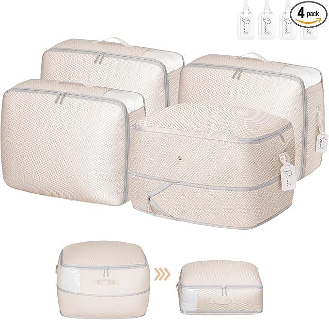 Comforter Storage Bag 66 L - 4 Pack Blanket Storage Organizer Compression Bags, Large Capacity Ultra Space Saving Self Organize for Bedding, Pillow, Duvet, Sheet Storage with Zipper Window