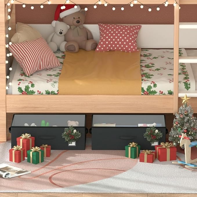 Underbed Storage Bins With Wheels, No Assemble Required 10 inches Height Large Capacity Rolling Underbed Shoe Storage Containers，Dorm Underbed Storage Drawers