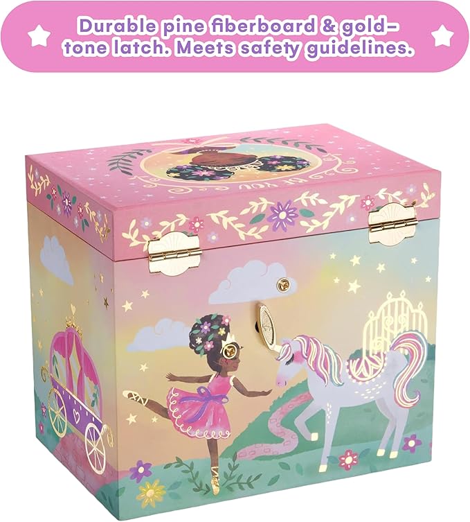 Jewelkeeper Ballerina Music Box & Little Girls Jewelry Set - 3 Ballerina Gifts for Girls - Little Queen Design - Ballerina Jewelry Box