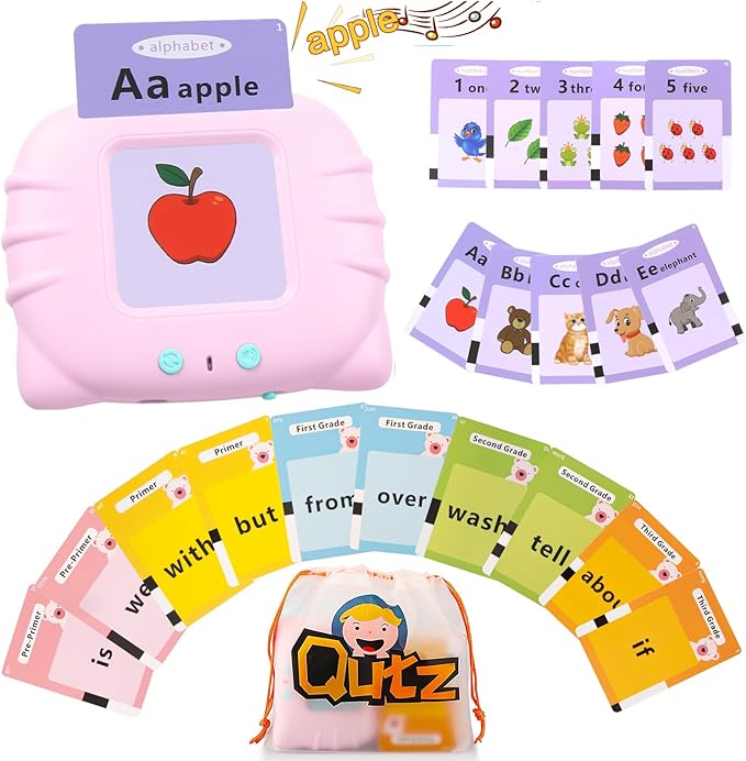 QuTZ ABC Flash Cards for Toddlers 2-4, Autism Toys, Speech Therapy Educational Cards with 272 Words for Boys and Girls