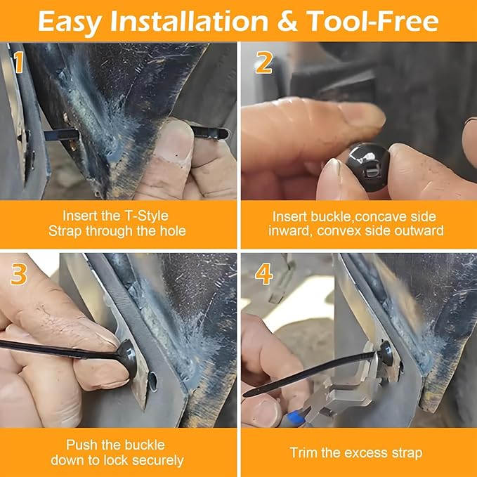 Nylon Universal Cable Tie Buckle,Heavy Duty Black Zip Ties With Pin & Button Design Plastic Cable Ties Tool Fasteners Car Body UV Resistant Zipties for Car Daily Replacement Screw Fixing 200pcs