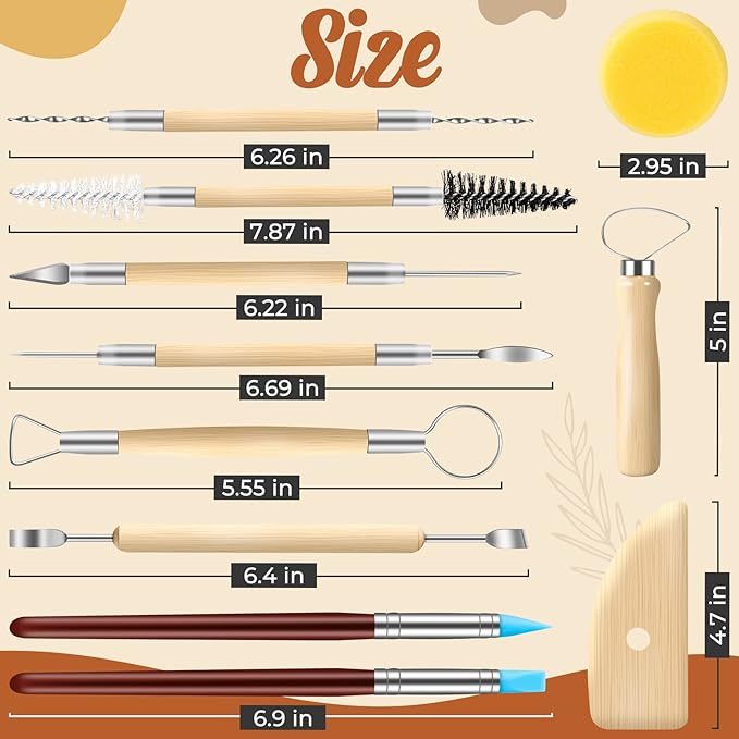 Jetmore 35 Pack Clay Tools Kit, Pottery Tools & Sculpting Tools, Polymer Modeling Clay Cutters Sculpture Set for Carving, Ceramics, Molding, DIY