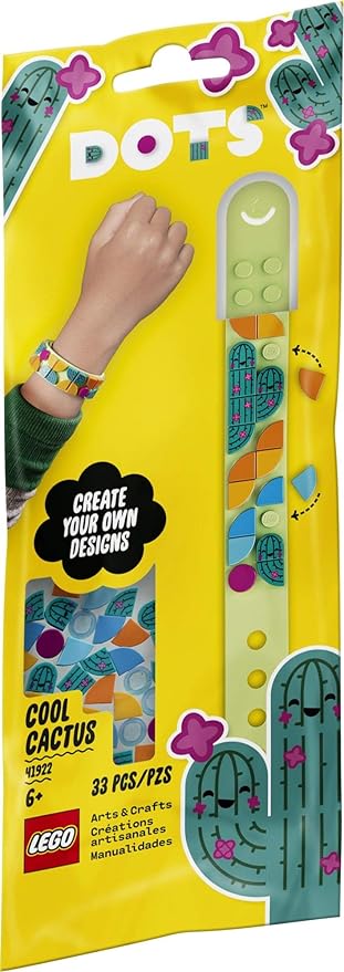 LEGO DOTS Cool Cactus Bracelet 41922 DIY Craft and Bracelet Making Kit; A Cool Design Playset That Encourages Children to Explore Self-Expression Through Creative Activities, New 2021 (33 Pieces)