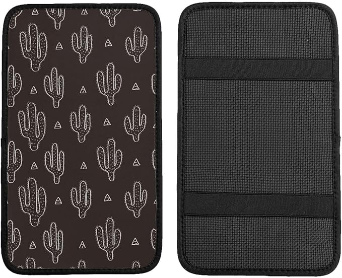 DORKEIXIA Black Cactus Fun Western Auto Center Console Armrest Pad Universal Car Center Console Cover Seat Box Cover for Sedan, Van, SUV, Truck Car Accessorie
