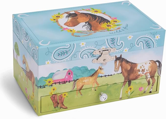 Jewelkeeper Horse Music Box & Little Girls Jewelry Set - 3 Horse Gifts for Girls