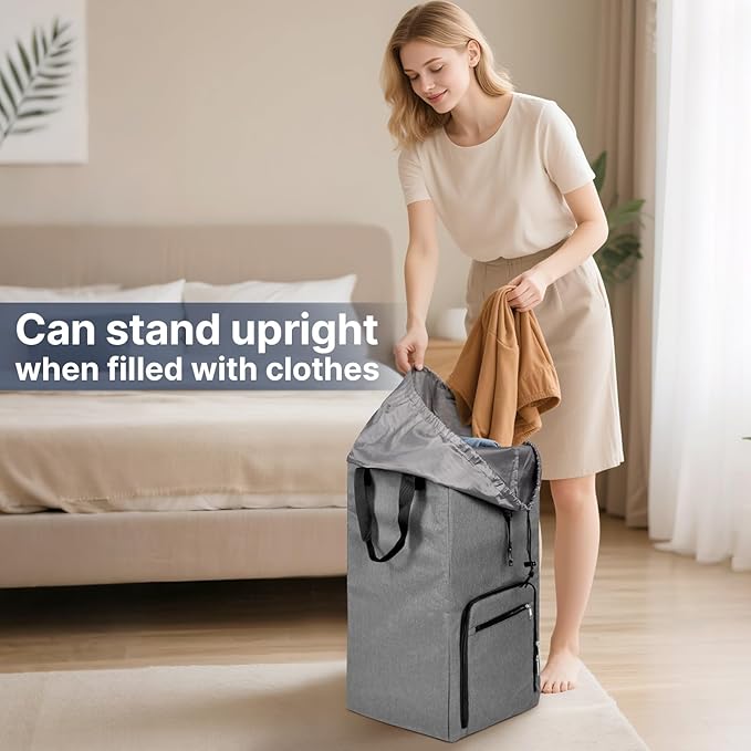 Bukere Laundry Backpack for College Students Dorm Essentials, Extra Large 90L Hanging Bag with Adjustable Shoulder Straps, Portable Laundry Tote for Apartment, Laundromat, Travel