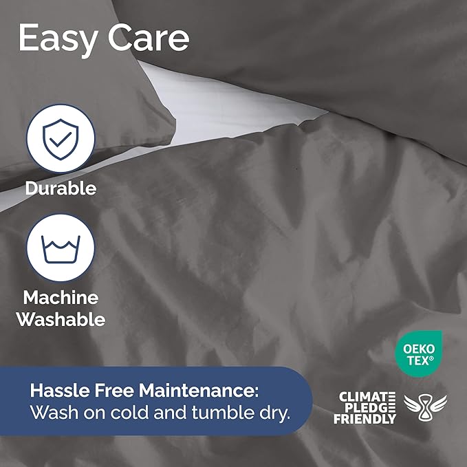 Duvet Cover Twin/Twin XL Size Set - Extra Soft Duvet Cover 68 x 90 with 1 Pillow Sham - Hotel Luxury, Easy Care and Fade Free w/ Zipper Closures & Ties - Comfy, Cozy Breathable Bedding Set (Dark Grey)