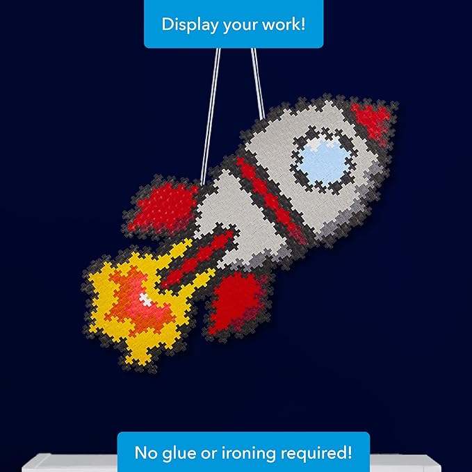 Plus Plus Puzzle By Number, 500 Piece Mini Interlocking Hashtag Color Blocks, 3D Pixel Art Kit for Kids - Rocket