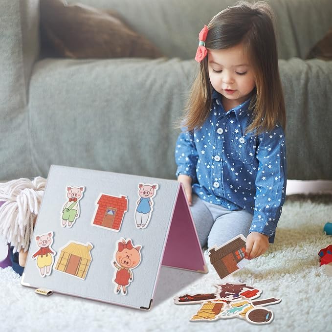 CHEFAN Foldable Felt Board for Toddlers Stand Flannel Board for Kids as Learning Board for Preschool Classroom and Daycare | Use with Felt Set Felt Book as Story Telling Board | Purple Medium