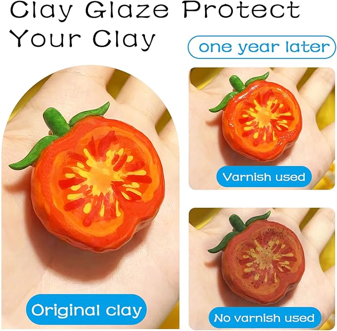 2 x 100ml Air Dry Clay Glaze, Clay Glaze Air Dry for Airdry Clay, Air Dry Clay Varnish Can Not Only Used to Prevent Clay Cracking, Scratches, and Wear,It Can Also Having a Glaze Effect (Gloss+Matte)