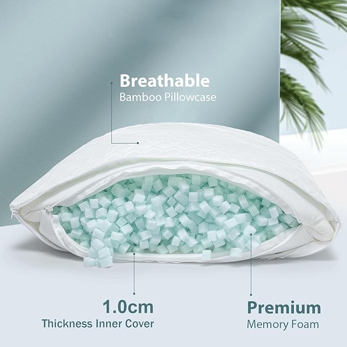 Firm Body Pillow 1.5cm Cubies Memory Foam – Pain Relief & Sleeping & Supportive – with Cooling Cover Hug Pillows 20 x 54 inches