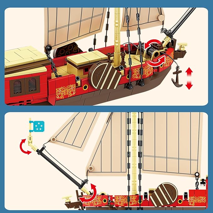 KAZI Boat Building Kit for Adults Kids,Sailing Adventure Toy Boat Building Blocks Set,Yacht Model Home Decor,Fun Toy Gift for 8 9 10 11 12 Plus Year Old Boys and Girls