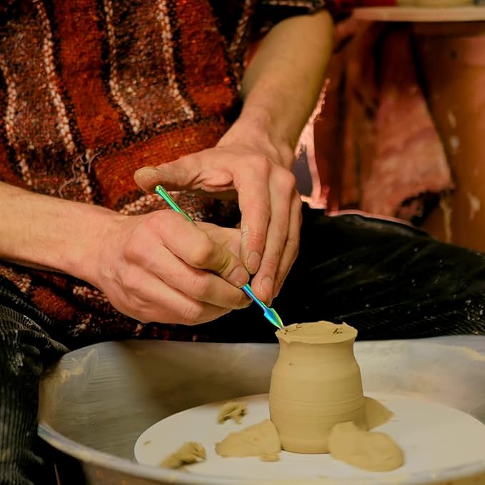 Carving Tools for Wax Wood: 7 Pcs Rainbow Stainless Steel Double-Sized Sculpting Clay Tools Kits with Silicone Container for Kids Wood, Wax, Jewelry, Clay, Pottery (A)