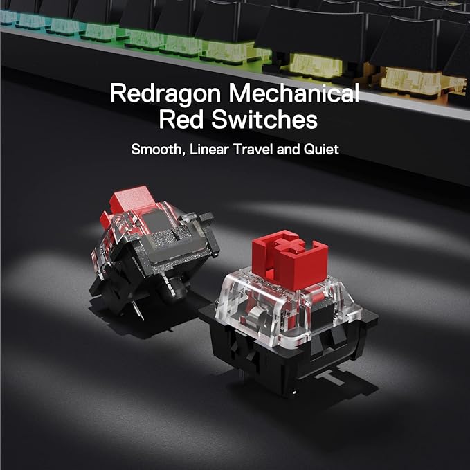 Redragon K556 PRO Upgraded Wireless RGB Gaming Keyboard, BT/2.4Ghz Tri-Mode Aluminum Mechanical Keyboard w/No-Lag Connection, Hot-Swap Linear Quiet Red Switch