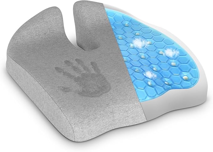 Gel Seat Cushions for Office Chairs Tailbone Pain Relief/Pressure Relief/Sciatica Pain, Memory Foam Breathable Chair Cushions for Back Pain/Butt Pillow Fits Computer Chair/Car/Wheelchair
