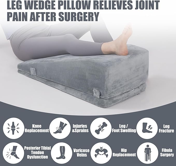 Ganondorf Leg Elevation Pillow, Premium Foam Leg Support Adjustable Wedge Pillow Relieves Joint Pain After Surgery Ergonomic Curve for Leg Support Promote Blood Circulation Single Leg