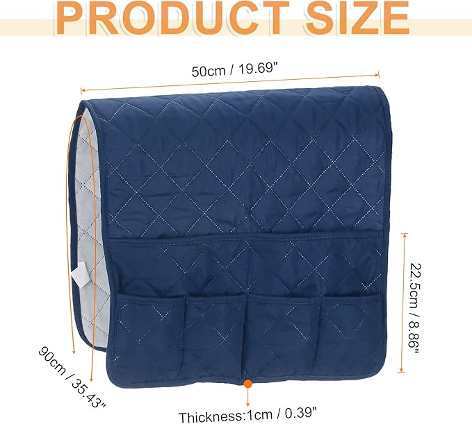 uxcell Couch Sofa Armrest Organizer Non-Slip Chair Arm Recliner Remote Control Organizer with 6 Pockets for Books, Magazines, Tablet, Phone, Plaid Navy Blue