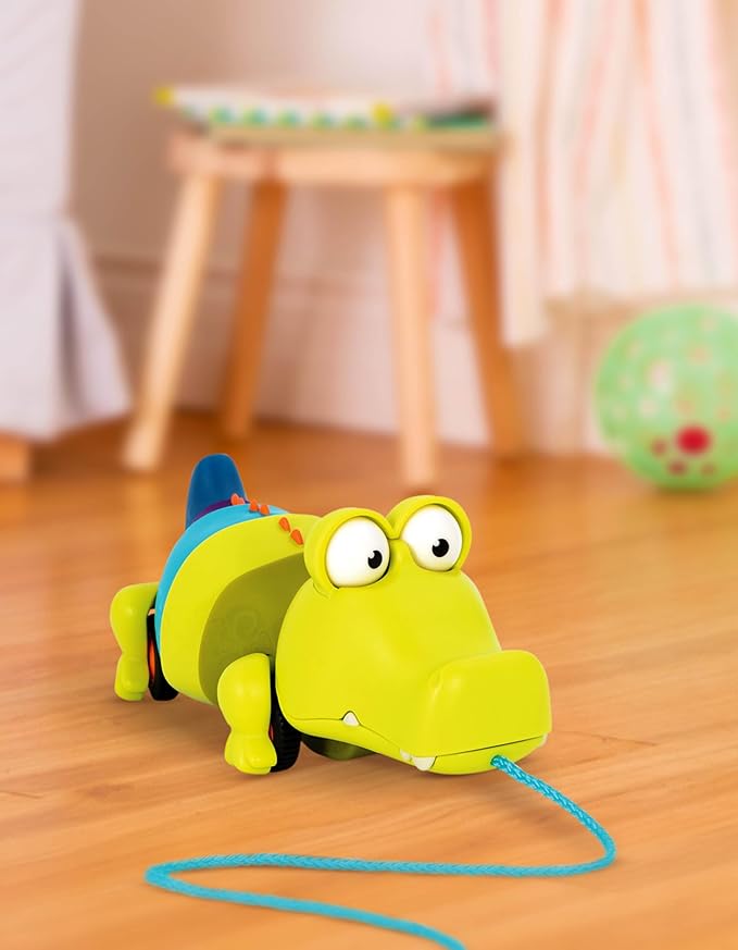 B. toys - Waggle-A-Longs - Pull Along Interactive Toy - Push or Pull Crocodile - Walking Toy with String for Toddlers, Kids, Snappity Scott - 18 Months