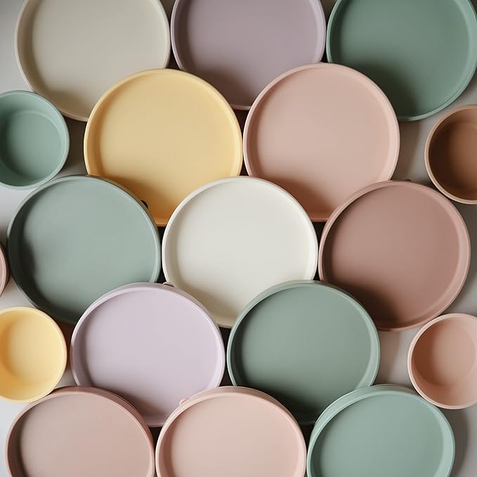 mushie Classic Silicone Suction Plate | BPA-Free Non-Slip Design (Stone)