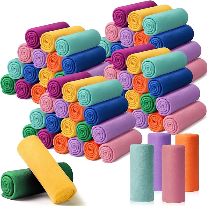 Kinlop Fleece Blanket Bulk 60 x 50 Inch Soft Lightweight Fleece Cozy Blanket Warm Throw Plush Pet Throw for Bed Couch Sofa Home Office Wedding Gifts Travel Camping(Stylish Color,80 Packs)