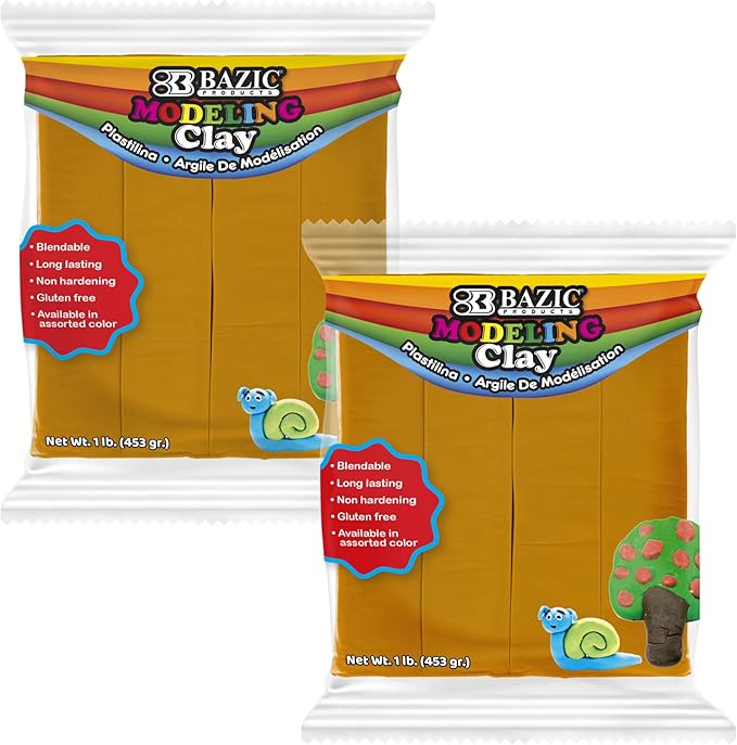 BAZIC Modeling Clay Orange Color 1 LB, Light Dough Art Craft, Non Toxic Gift for Artist Kids Toddler Boys Girls, Bulk for Classroom, 2-Pack