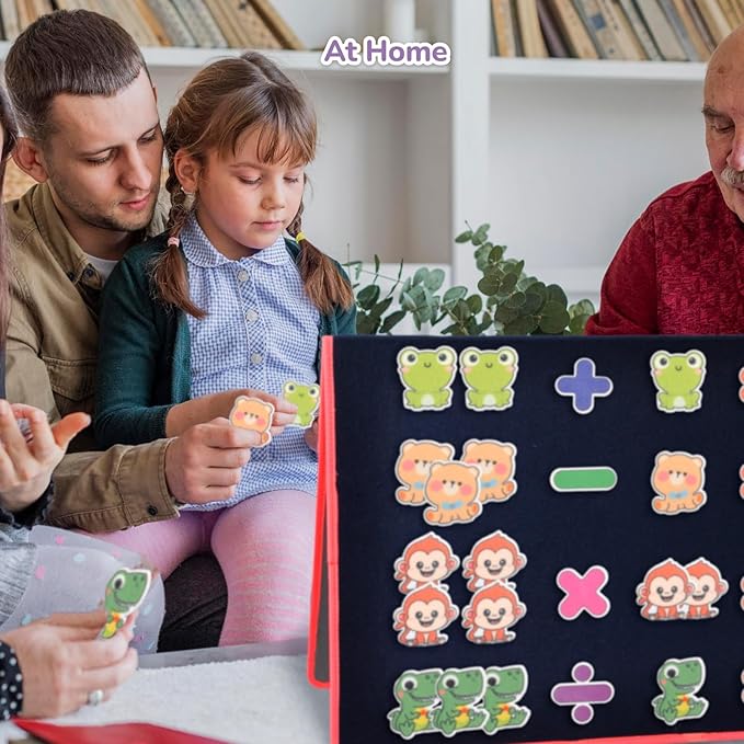 CHEFAN Large Felt Flannel Board 31.5 * 23 in, Foldable Freestanding Felt Story Learning Board for Toddlers, Double-Sided Use for Preschool Classroom, Multi Felt Pieces Can Be Used, Gifts for Kids