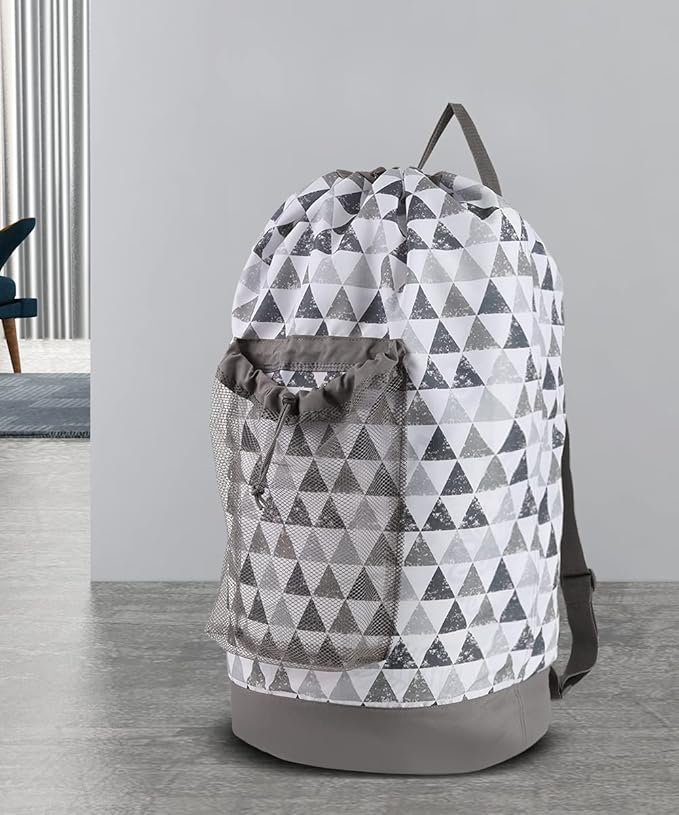 Dalykate Backpack Laundry Bag, Laundry Backpack with Shoulder Straps and Mesh Pocket Durable Nylon Clothes Hamper Bag with Drawstring Closure for College, Travel, Laundromat, Apartment