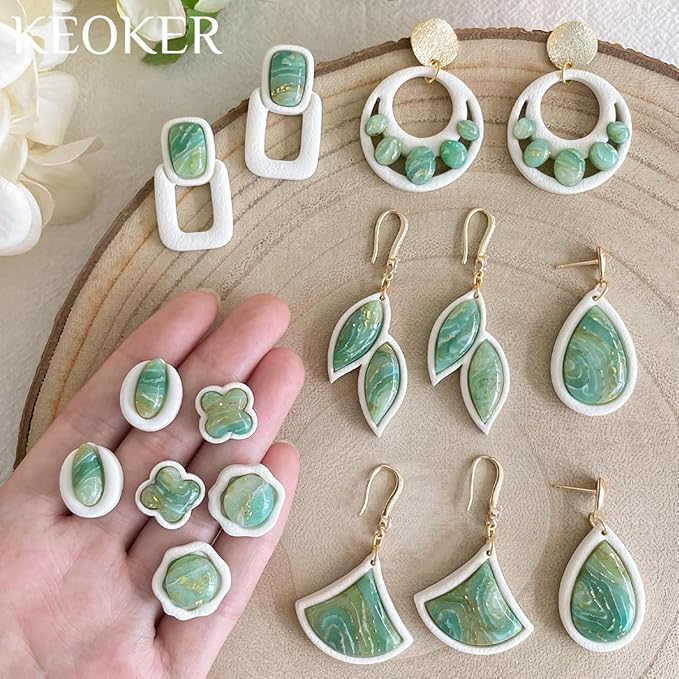 Keoker Embedded Clay Cutters, Clay Cutters for Polymer Clay Jewelry Making, Embedded Polymer Clay Earring Cutters, Earring Cutters for Polymer Clay, Polymer Clay Cutters for Earrings