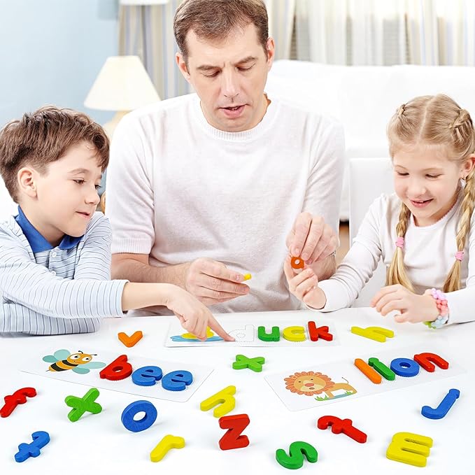 BEESTECH Spelling Matching Letter Games, Educational Learning Toys for Toddlers 2, 3, 4 Years Old, Preschool Learning Toys Activities, Alphabet Montessori Toys for 2,3,4 Year Old Boys, Girls