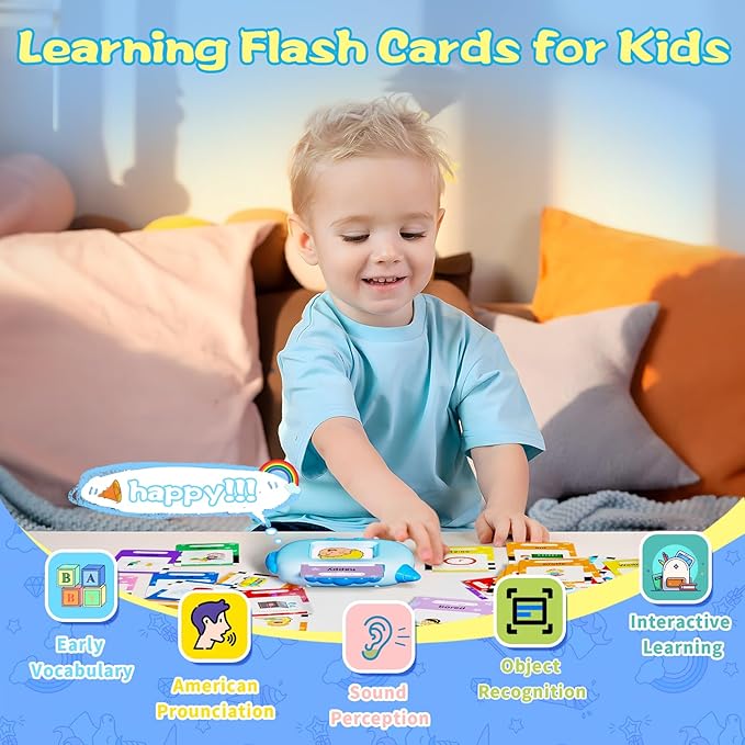 Talking Flash Cards Toddler Toys, 336 Words Speech Therapy Autism Interative Learning Toy, 220 Dolch Sight Words Pre-K to Grade 3/Feelings/Time/Songs Montessori Educational Toys Gifts for Kids Age 3-6