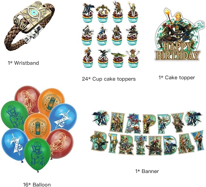 Legend Game Party Supplies, Game Birthday Supplies Include Banner, Bracelet, Balloon, Cup Cake Toppers, Cake topper for children Birthday Party