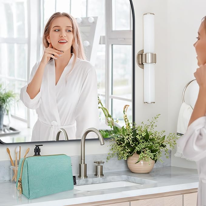 Aosbos Small Makeup Bag Travel Size Cosmetic Bags for Women Small Zipper Pouch with Inner Compartments | Idea for Purse Organizer (Green)