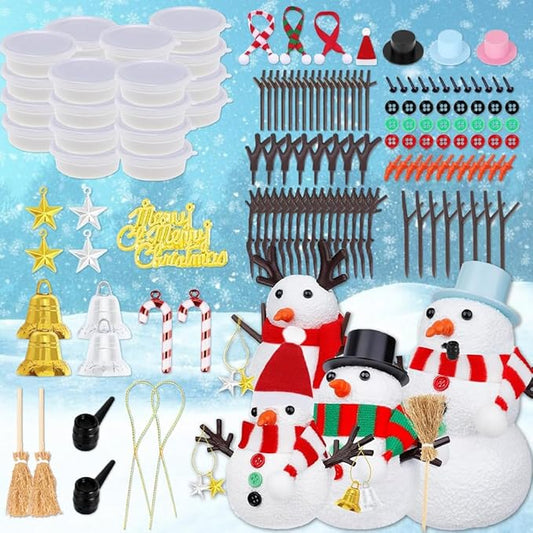 24 Pack Build a Snowman Kit Christmas Crafts for Kids, Modeling Clay DIY Xmas Snow Toys Christmas Arts and Crafts for Kids Vacation Gift School Winter Party Fun Indoor Decorations