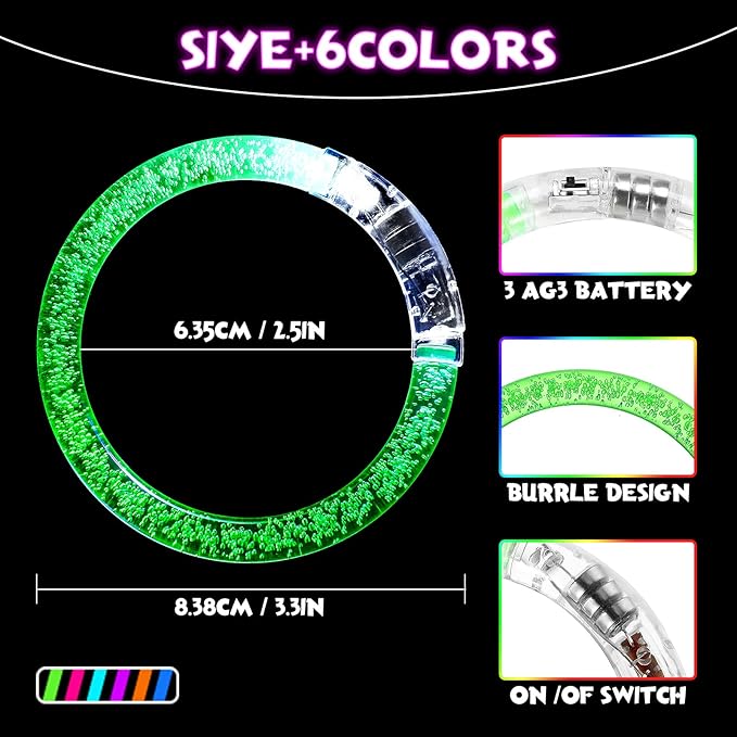 300 Pcs Glow Sticks Bracelets Glow in the Dark LED Bracelets Neon Party Favors Halloween Flashing Light Up Bracelet Toys for Adults Rave Concert Birthday Carnival Wedding New Year Supplies