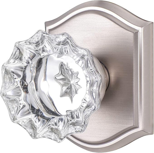 CLCTK Antique Crystal Door Knobs for Interior Doors, Hall and Closet Door Knobs Brushed Nickel Finish