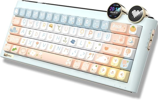 D68 Gaming Keyboard, 68% RGB Hot Swappable Gasket Structure 3-Mode Mechanical Keyboard, 68 Keys Bluetooth Wireless Keyboard with Linear Switch, PBT Keycaps, Screen for Windows Mac (Green)