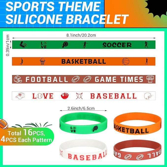 Junkin 162 Pcs Sport Party Favors Sport Party Goodie Bag Fillers Small Sports Balls Sport Wristband Keychains Stickers Bracelet Whistle for Sports Themed Birthday Party Supplies Decoration (Chic)