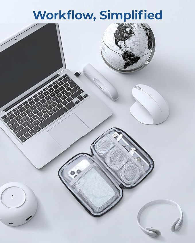 BAGSMART Electronics Organizer Travel Case, Cable Charger Cord Tech Organizer Pouch for Phone Charger Accessories, Grey