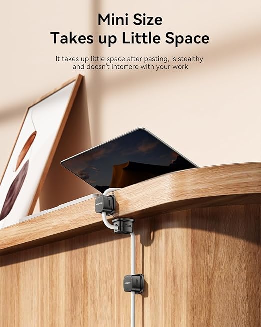 6 Pack Cable Management Cord Organizer,Magnetic Cable Clips-1s Lock,Rocoren Desk Adhesive Cord Cable Clip Wire Holder Keeper for Phone Charger Wire,Nightstand,Car,Office,Desktop Accessory,Black