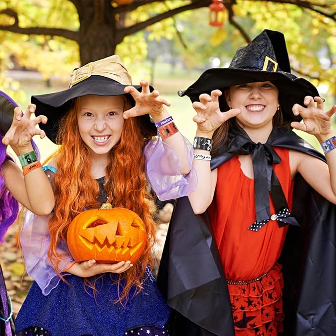 Garma 96Pcs Halloween Slap Bracelets Rubber Wristbands for Halloween Party favors, Kids Girls Boys Toddlers Halloween Gifts