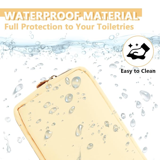 UIXIZQ Small Makeup Bag Pouch for Purse, Nylon Travel Toiletry Storage Bag Cute Preppy Cosmetic Bag for Women Girls, Waterproof Makeup Organizer Bag Pouch Skincare Bag Purse with Zipper (Small-Sand)