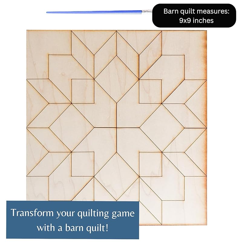 Large Flower Barn Quilt Wood Pattern Kit Craft for Adults, Blanket Block DIY Wall Art to Paint, Unfinished Paintable Patchwork Square Do It Yourself Sign for Home Decor Party (9 inches) AVTRBoutique