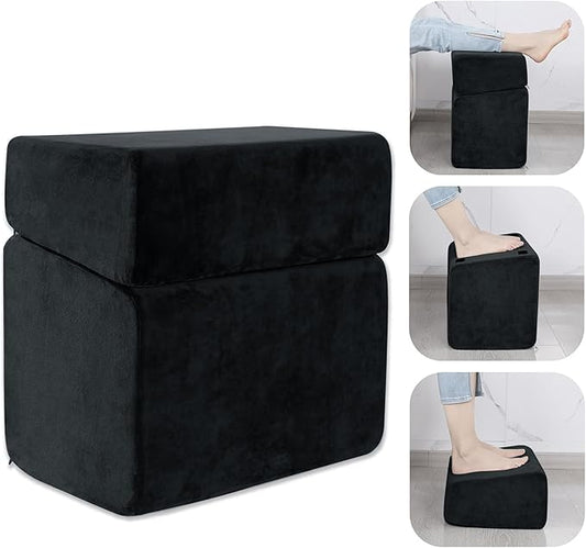 ROYALAY Adjustable Foot Rest Under Desk for Office, High-Density Foam Foot Rest with 3 Adjustable Heights, Ergonomic Footrest with Washable Cover for Home, Airplane, Travel(17 * 11 * 17in, Black)