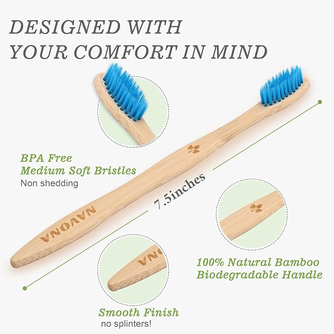 30PCS Biodegradable Bamboo Toothbrushes, BPA Free Soft Toothbrushes for Adults and Kids, Soft Bristles Toothbrushes, Eco-Friendly Natural Wooden Toothbrush Bulk, Box of Two Reusable Travel Toothbrush