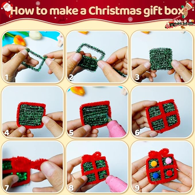 Praisebank Pipe Cleaners for Crafts (200pcs in Silver Glitter), Glitter Pipe Cleaners, 12 inch Long Pipe Cleaners, Christmas Pipe Cleaners.