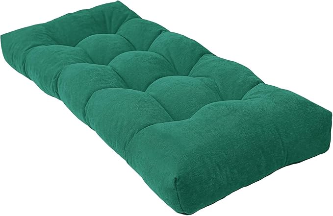 Bench Cushion 42 Inch - Chenille Fabric, High-Density Foam, Non-Slip Bottom, Soft Durable Indoor Tufted Long Seat Cushion for Window Garden Furniture (Mint, 42x16x4 Inch)